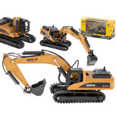 Lietimui skirtas H-toys 1710 1:50 metalinis vikšrinio krautuvo su kaušu ekskavatoriaus modelis