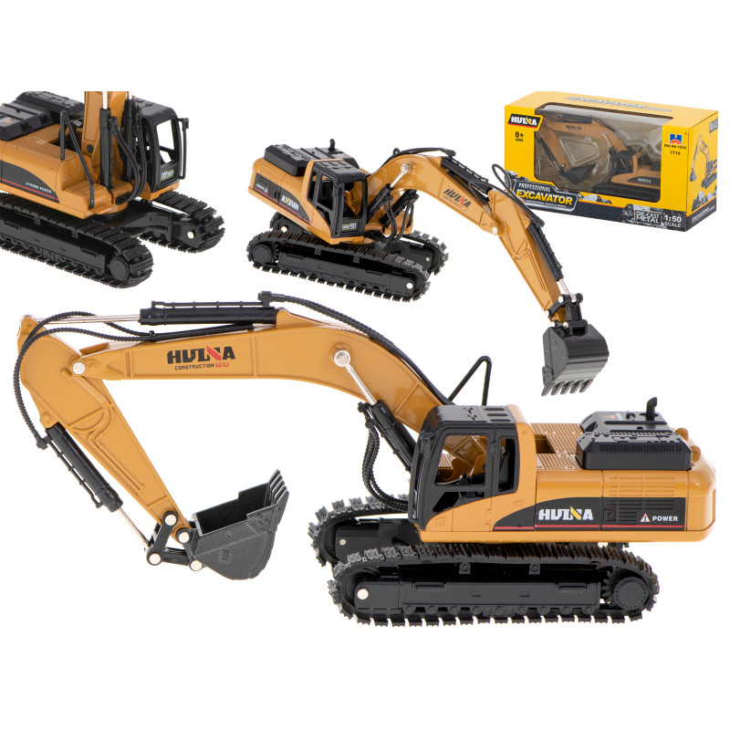 Lietimui skirtas H-toys 1710 1:50 metalinis vikšrinio krautuvo su kaušu ekskavatoriaus modelis Lietimui skirtas H-toys 1710 1:50 metalinis vikšrinio krautuvo su kaušu ekskavatoriaus modelis