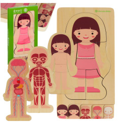 Medinė daugiasluoksnė montessori dėlionė mergaitė