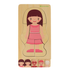 Medinė daugiasluoksnė montessori dėlionė mergaitė