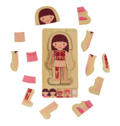 Medinė daugiasluoksnė montessori dėlionė mergaitė