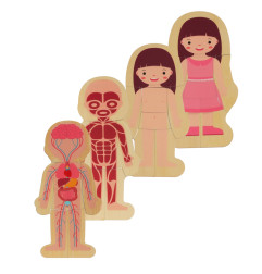 Medinė daugiasluoksnė montessori dėlionė mergaitė