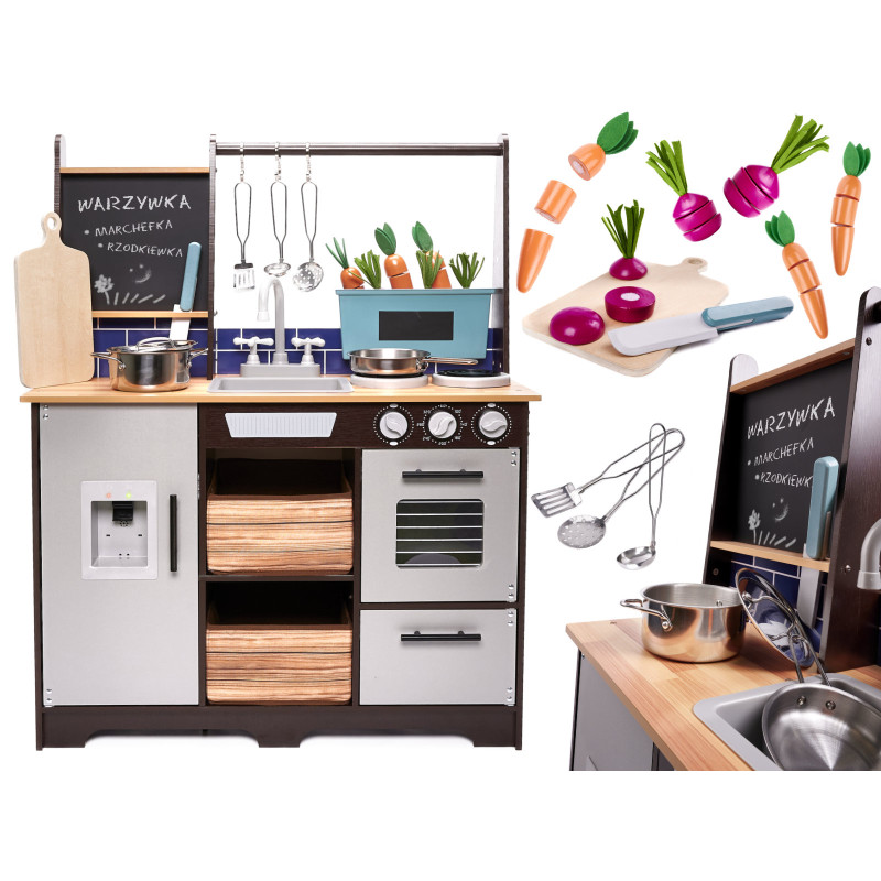 Vaikiška medinė MDF virtuvėlė su priedais LOFT XXL 96cm Vaikiška medinė MDF virtuvėlė su priedais LOFT XXL 96cm
