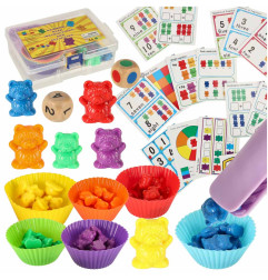 Meškiukai, mokinantys skaičiuoti montessori 44el.