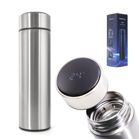 "Thermos" puodelis smart LED 500ml sidabrinis