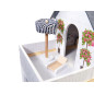 MDF medinis lėlių namelis + baldai 78cm juodas LED MDF medinis lėlių namelis + baldai 78cm juodas LED