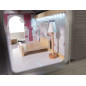 MDF medinis lėlių namelis + baldai 78cm juodas LED MDF medinis lėlių namelis + baldai 78cm juodas LED