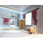 MDF medinis lėlių namelis + baldai 78cm juodas LED MDF medinis lėlių namelis + baldai 78cm juodas LED