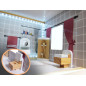 MDF medinis lėlių namelis + baldai 78cm juodas LED MDF medinis lėlių namelis + baldai 78cm juodas LED
