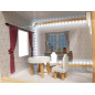 MDF medinis lėlių namelis + baldai 78cm juodas LED MDF medinis lėlių namelis + baldai 78cm juodas LED