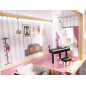MDF medinis lėlių namelis + baldai 78cm juodas LED MDF medinis lėlių namelis + baldai 78cm juodas LED