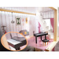 MDF medinis lėlių namelis + baldai 78cm juodas LED MDF medinis lėlių namelis + baldai 78cm juodas LED