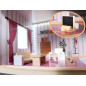 MDF medinis lėlių namelis + baldai 78cm juodas LED MDF medinis lėlių namelis + baldai 78cm juodas LED