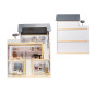 MDF medinis lėlių namelis + baldai 78cm juodas LED MDF medinis lėlių namelis + baldai 78cm juodas LED