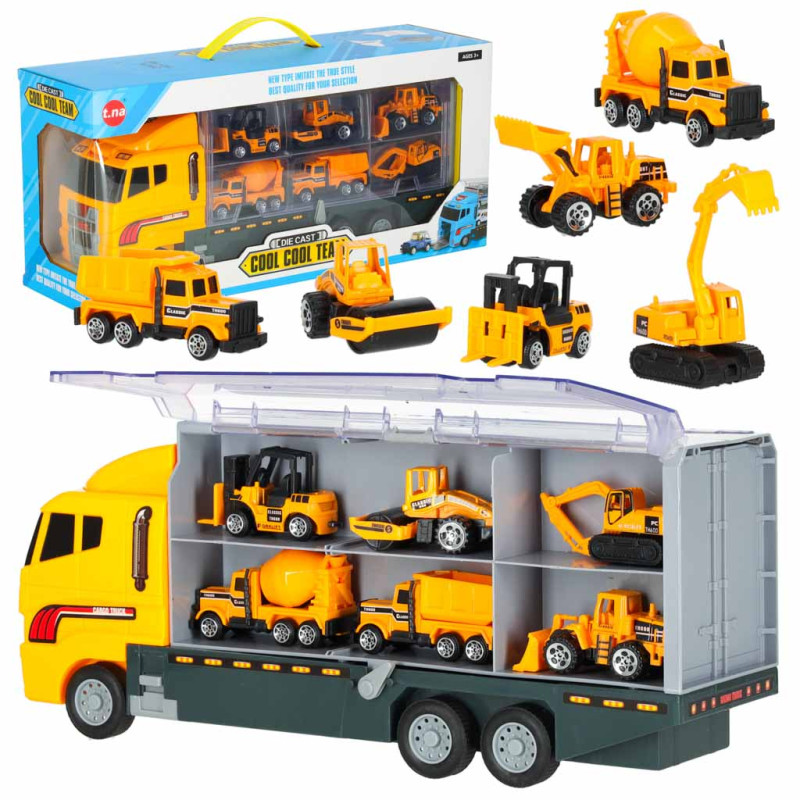 sunkvežimis TIR su statybiniais automobiliais sunkvežimis TIR su statybiniais automobiliais