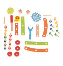 Dirbtuvių kėdė mokomasis medinis kaladėlių konstruktorius 49el.