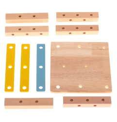 Dirbtuvių kėdė mokomasis medinis kaladėlių konstruktorius 49el.