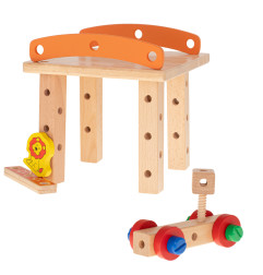 Dirbtuvių kėdė mokomasis medinis kaladėlių konstruktorius 49el.