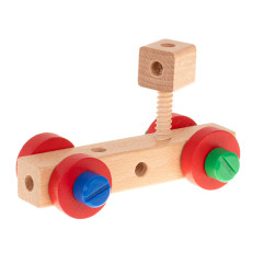 Dirbtuvių kėdė mokomasis medinis kaladėlių konstruktorius 49el.