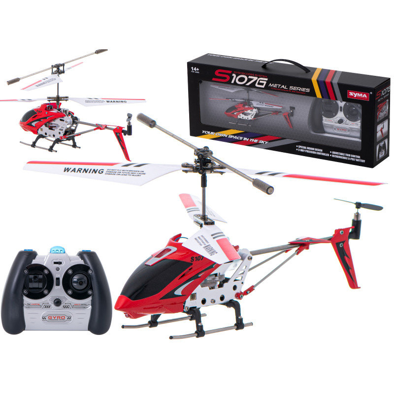RC valdomas SYMA S107G sraigtasparnis raudonos spalvos RC valdomas SYMA S107G sraigtasparnis raudonos spalvos