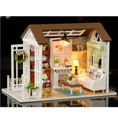 Surenkamas lėlių namas medinis modelis LED 8008-A, DYI