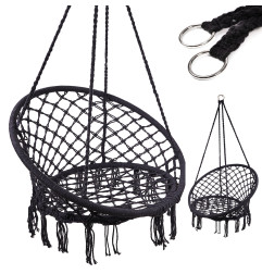 Pakabinamas krėslas be pagalvės – juodos spalvos (80cm 150kg)