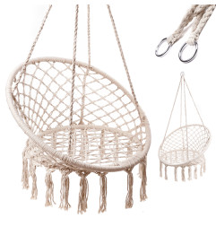 Pakabinamas krėslas be pagalvės – ecru spalvos (80cm 150kg)
