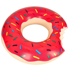 Vaikiškas pripučiamas Donut ratas 50 cm rožinės spalvos