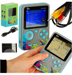 Retro mini nešiojamoji žaidimų konsolė 500 žaidimų pilka