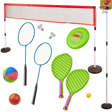 Sporto rinkinys 5in1 (badmintonas krepšinis tinklinis tenisas frisbis)