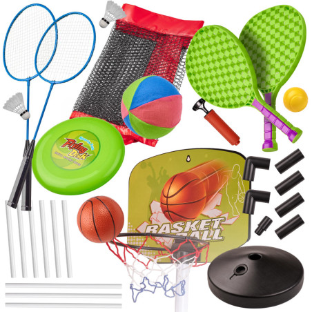 Sporto rinkinys 5in1 (badmintonas krepšinis tinklinis tenisas frisbis)