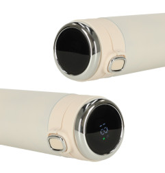 Termo puodelis su LED ekranu 420ml smėlio spalvos