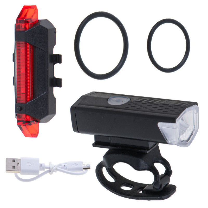 LED dviračių žibintų galinis-priekinis komplektas USB LED dviračių žibintų galinis-priekinis komplektas USB