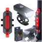 LED dviračių žibintų galinis-priekinis komplektas USB LED dviračių žibintų galinis-priekinis komplektas USB