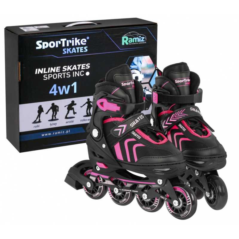 Riedučiai/ pačiūžos rinkinys "4in1" 39-43d. Rožinis