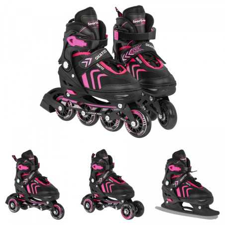 Riedučiai/ pačiūžos rinkinys "4in1" 39-43d. Rožinis