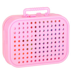 Konstravimo rinkinys su atsuktuvu ir priedais lagamine rožinis 285 detalės