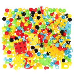 Konstravimo rinkinys su atsuktuvu ir priedais lagamine rožinis 285 detalės