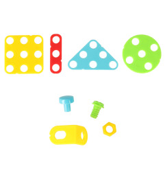 Konstravimo rinkinys su atsuktuvu ir priedais lagamine rožinis 285 detalės