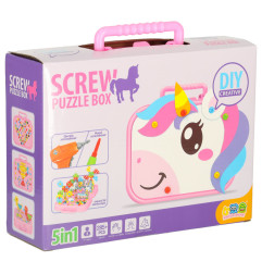 Konstravimo rinkinys su atsuktuvu ir priedais lagamine rožinis 285 detalės