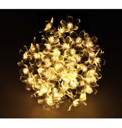 Saulės baterijos sodo žibintai 7m 50LED šiltai balta