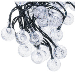 Saulės sodo apšvietimo rutuliukai 7m 50LED šaltai baltos spalvos