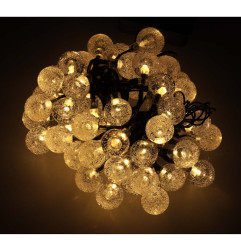 Saulės baterijų sodo apšvietimo rutuliukai 7m 50LED šiltai baltos spalvos