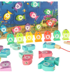 Montessori medinių magnetinių žuvų žvejybos žaidimas