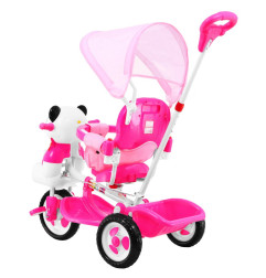 Triratukas panda rožinis su stogeliu