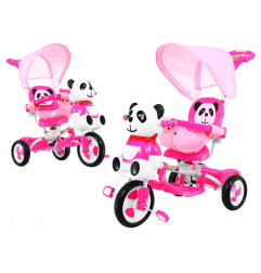 Triratukas panda rožinis su stogeliu