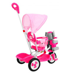 Triratukas dramblys rožinis su stogeliu