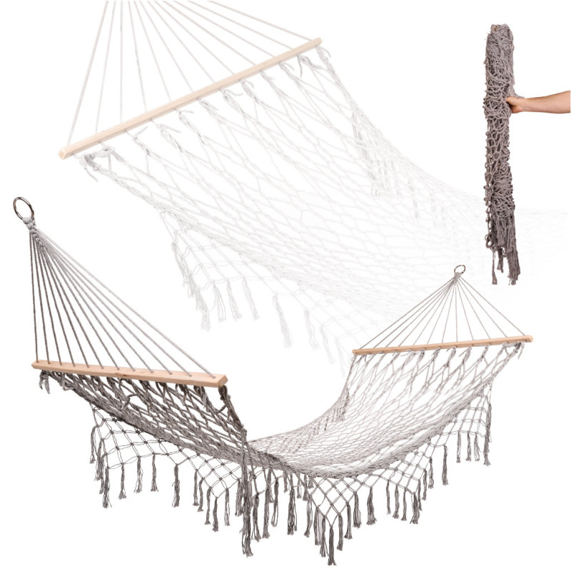 Sodo hamakas BOHO 200 cm pilkos spalvos Sodo hamakas BOHO 200 cm pilkos spalvos