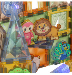 3D šviečiantis magnetinis konstruktorius gyvūnų parkas 90 detalių