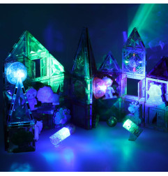 3D šviečiantis magnetinis konstruktorius gyvūnų parkas 90 detalių